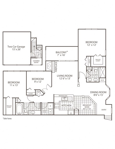 3 Bed Floor Plan at The Preserve at Tampa Palms, Tampa, 33647