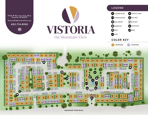 A map of the Victoria on Mountain View residential complex.