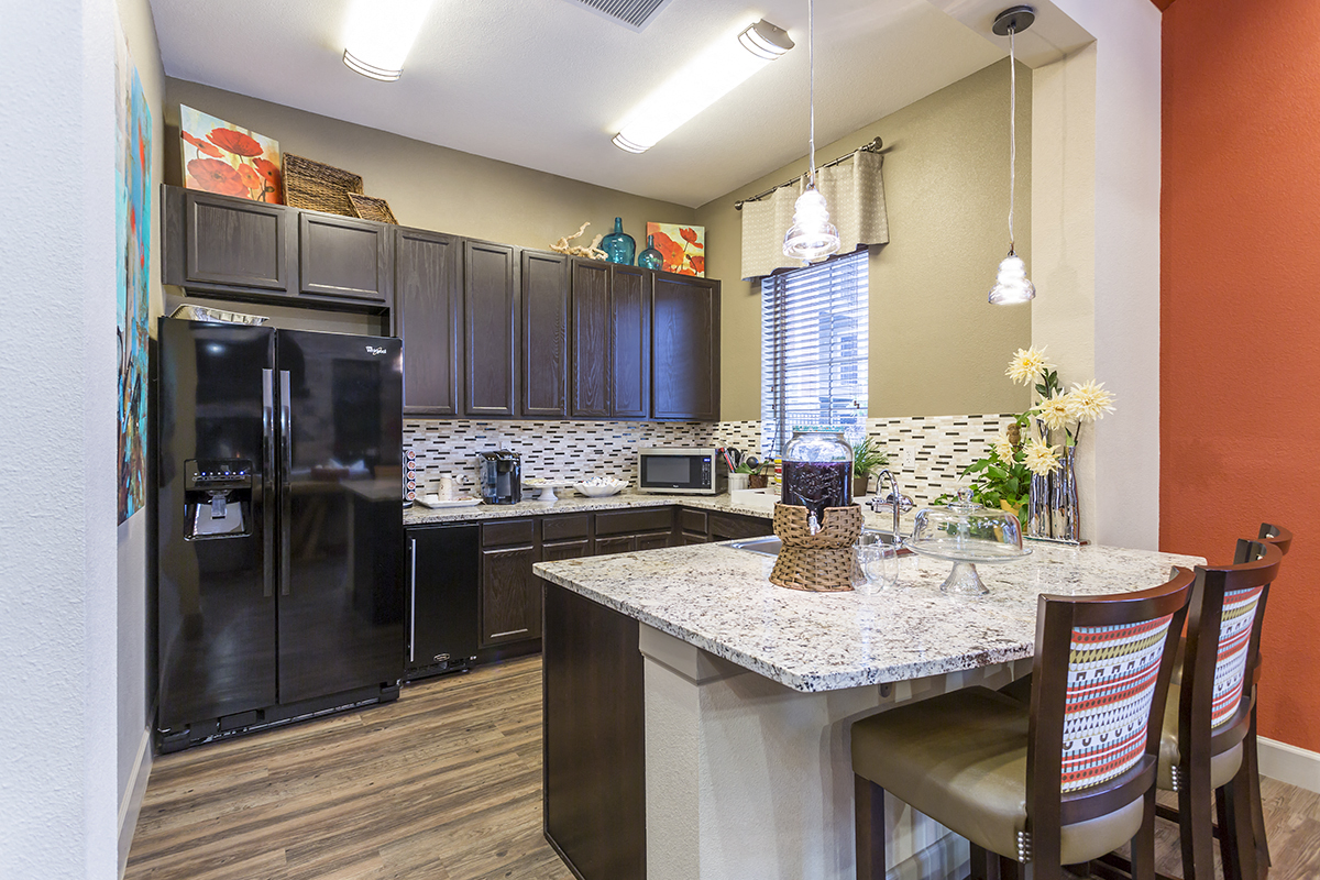 Clubhouse Kitchen at Solaire Apartments in Brighton, CO