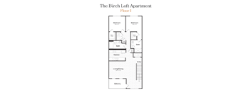 The Birch Loft Apartment Two Bedroom and Two Bathroom Floorplan at The Arboretum Apartments, New York 11738
