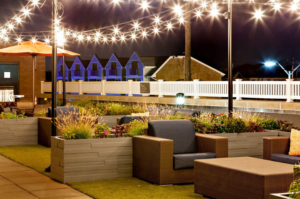 Night lights at 10 West Apartments, Long Beach, 11561