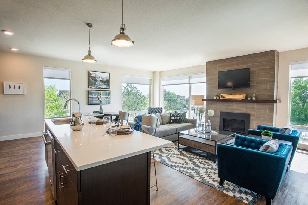 Living Room at Union West Apartments in Lakewood, CO