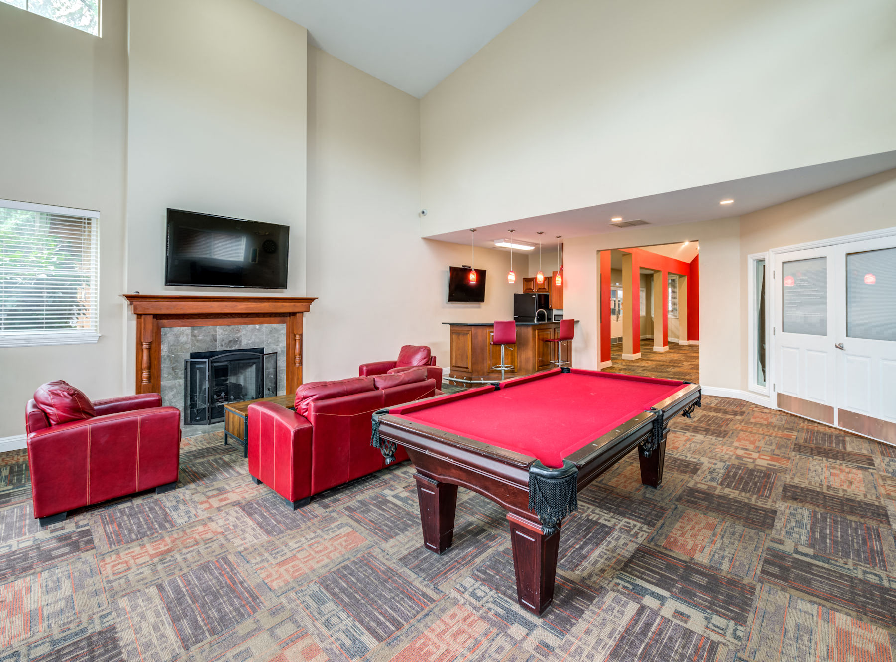 Resident Lounge With Pool Table at The Village at Seeley Lake