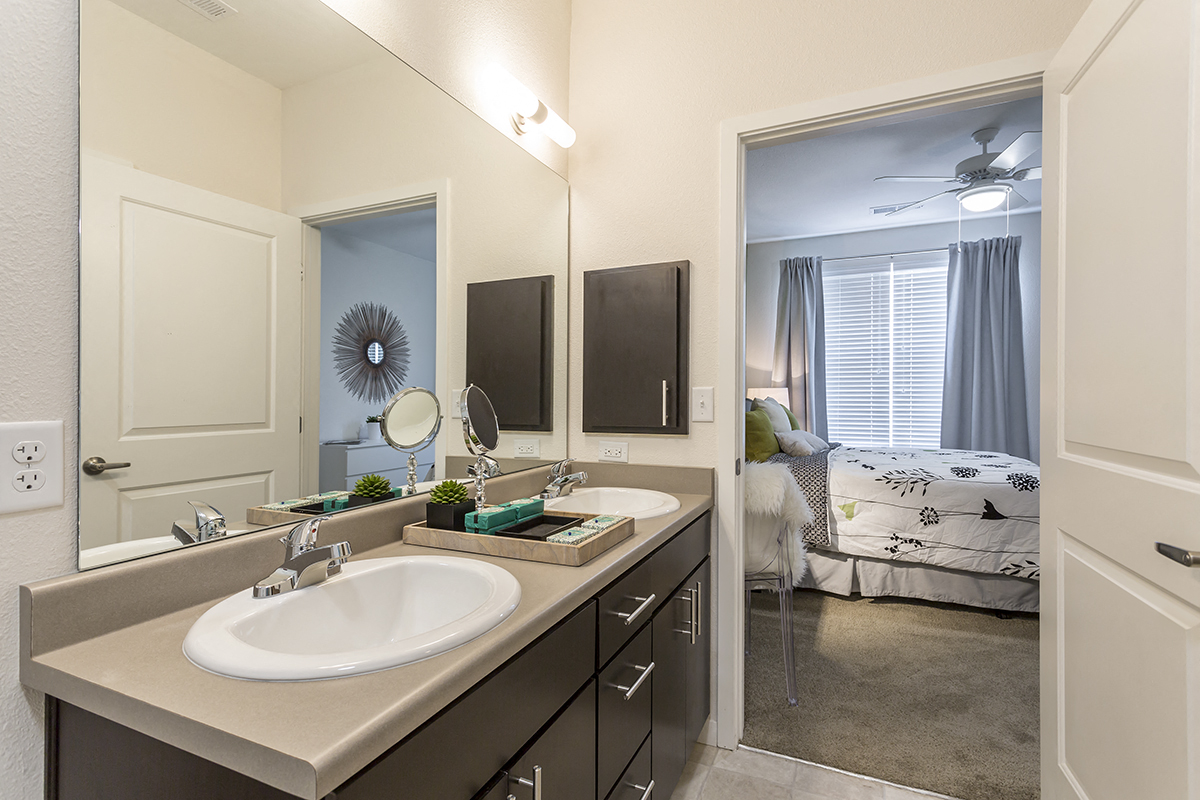 Bathroom at Westlink at Oak Station Apartments in Lakewood, CO