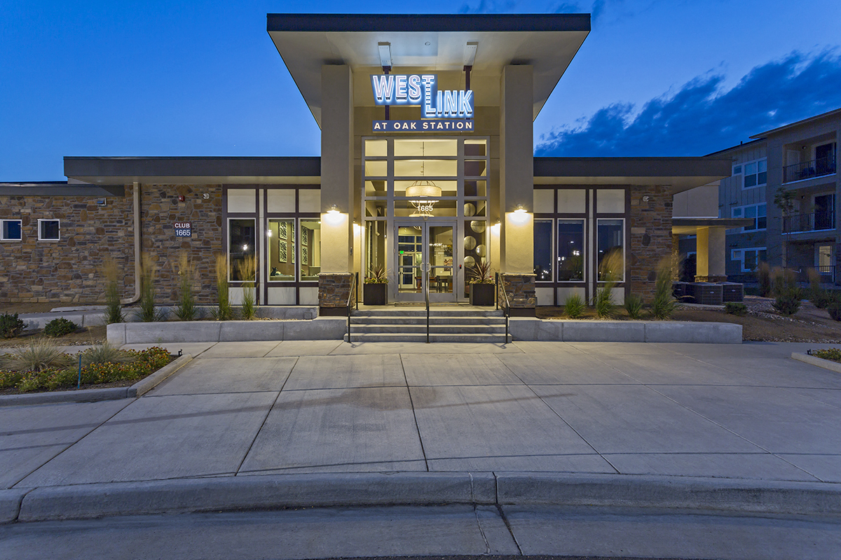 Clubhouse Exterior at Westlink at Oak Station Apartments in Lakewood, CO
