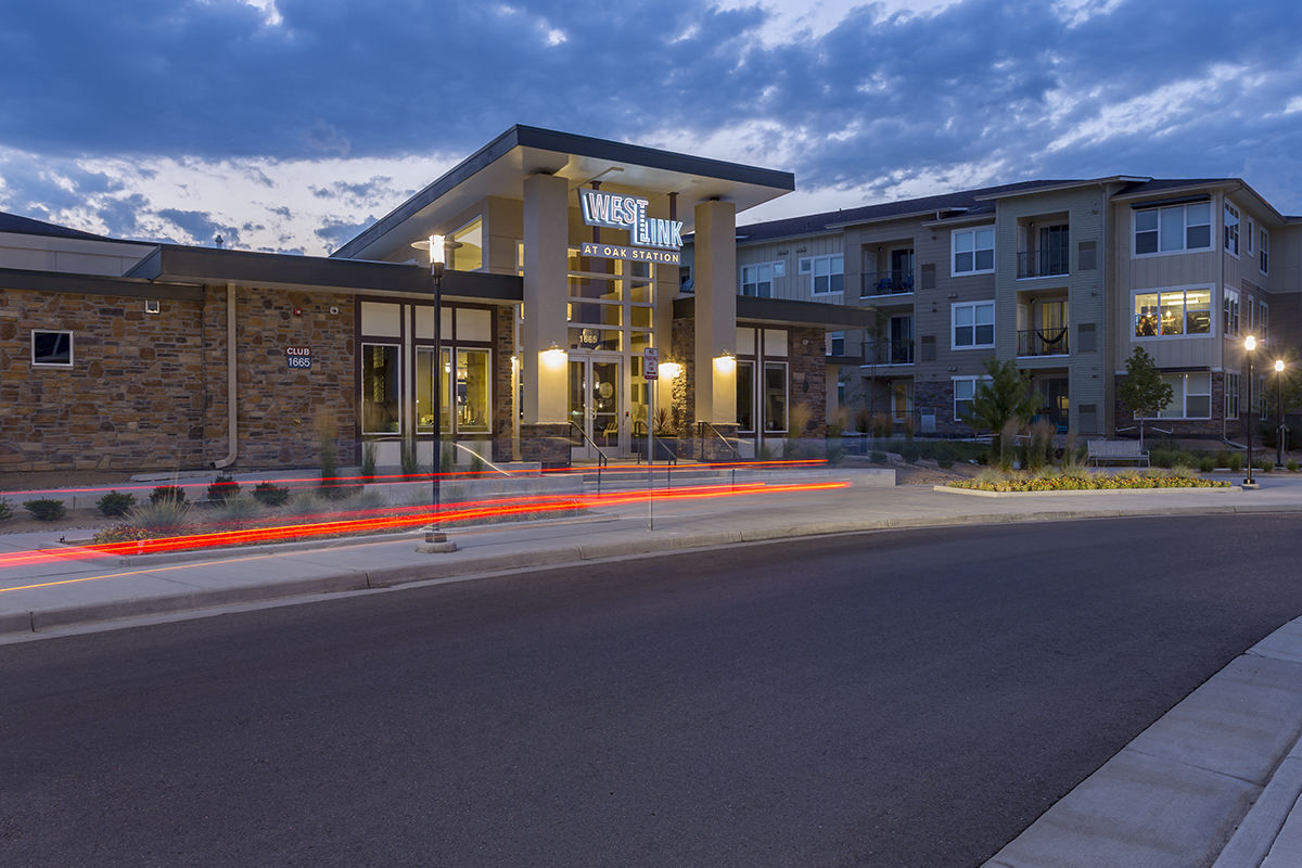 Clubhouse Exterior at Westlink at Oak Station Apartments in Lakewood, CO
