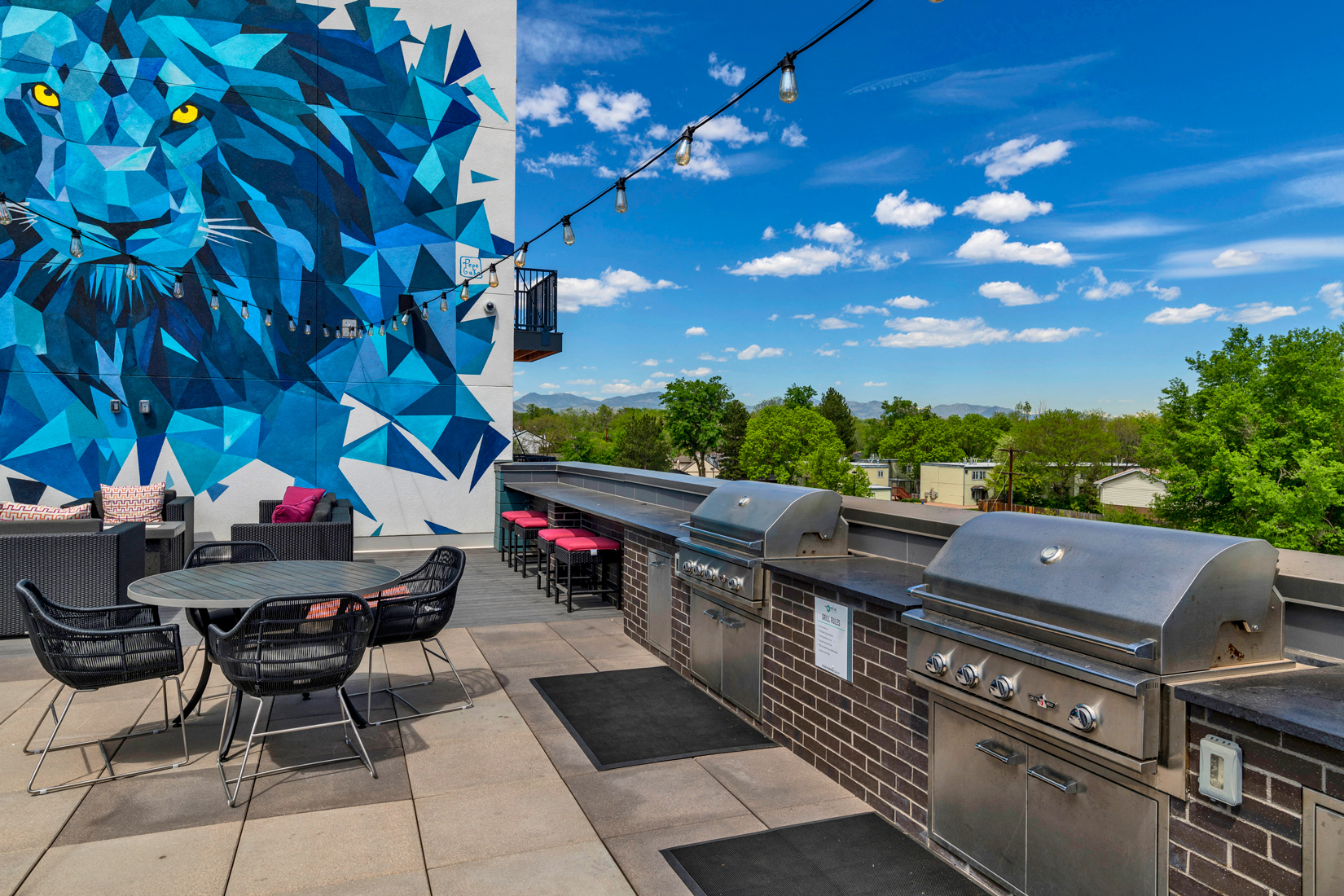 Rooftop Grills at West Line Flats Apartments in Lakewood, CO