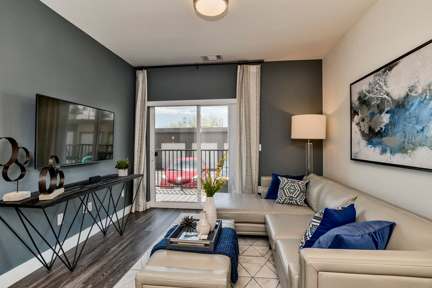 Living Room at West Line Flats Apartments in Lakewood, CO