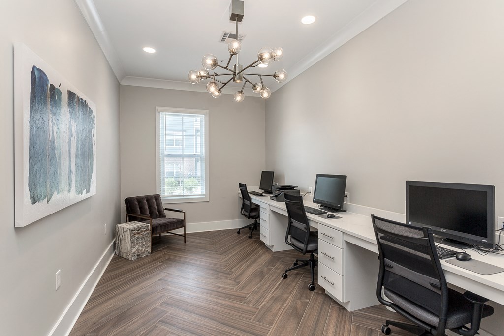 a home office with two desks and two computer monitors at Annandale Apartment Homes, Murfreesboro, TN, 37128