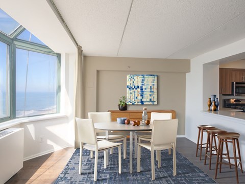 Dining at 10 West Apartments, Long Beach, New York