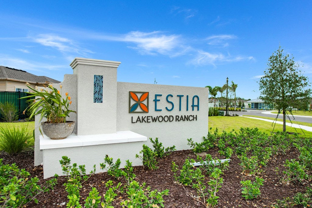 Community sign at Estia at Lakewood Ranch, Florida
