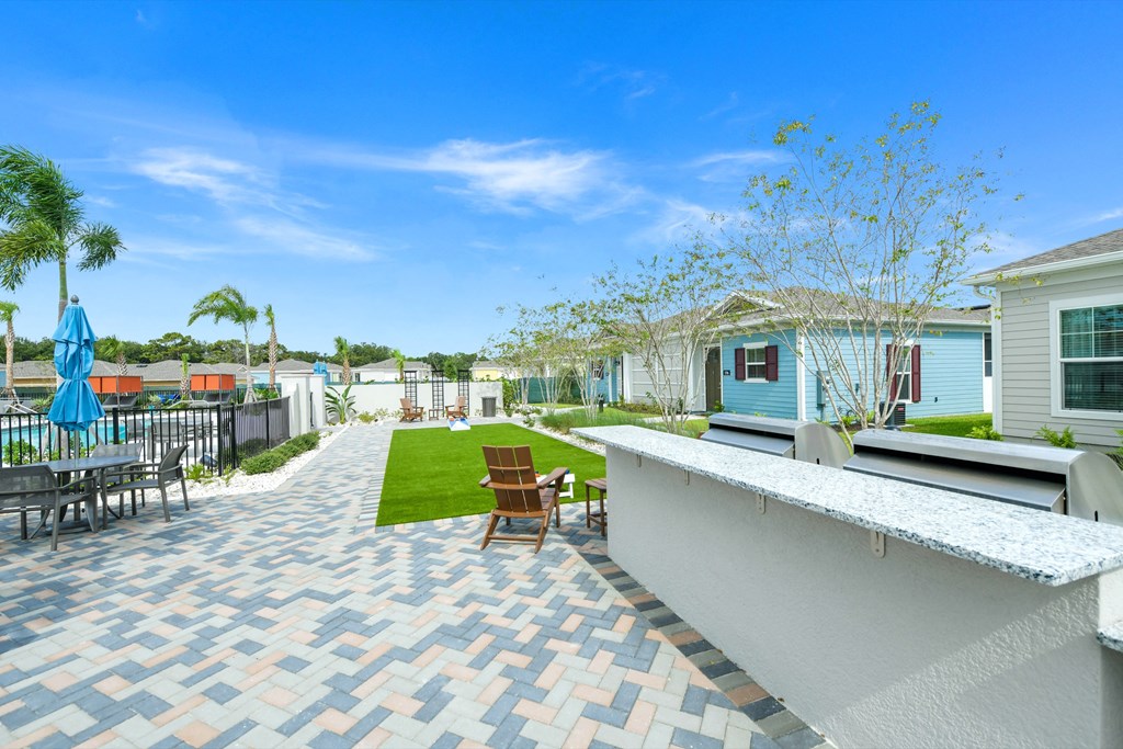 Outdoor living spaces at Estia at Lakewood Ranch, Florida, 34211