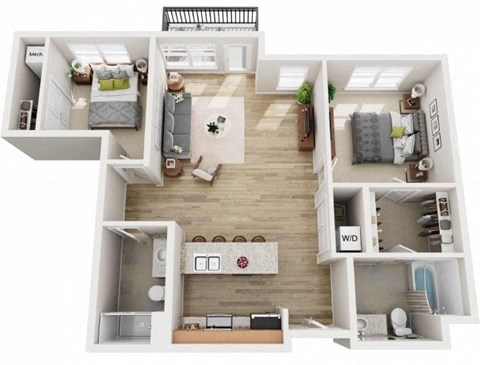 B10 Floor Plan at Wheaton 121, Wheaton, IL, 60187