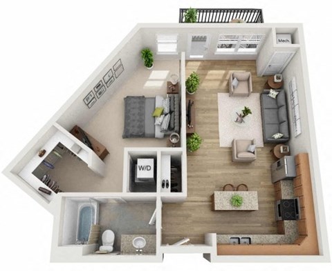 E Floor Plan at Wheaton 121, Illinois