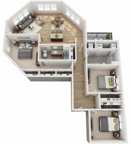 K Floor Plan at Wheaton 121, Wheaton, Illinois