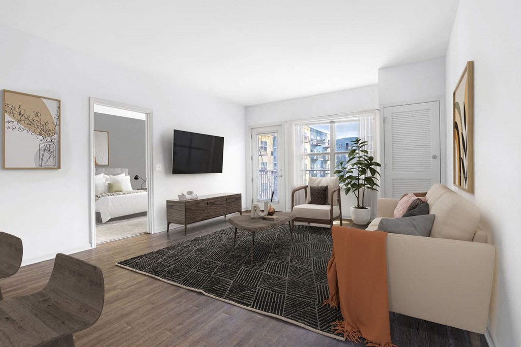 a living room with a couch and a tv at Wheaton 121, Illinois, 60187