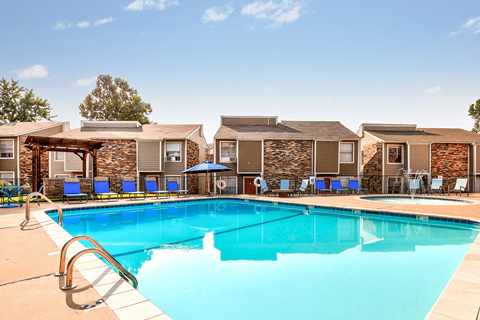 the swimming pool at our apartments at Diamond  Trail Apartments, Oklahoma City, OK, 73112