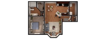 1 bed 1 bath Park Floor Plan at Park Hudson Place Apartments, Bryan, TX, 77802