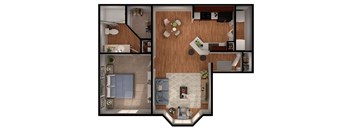 1 bed 1 bath Park Floor Plan at Park Hudson Place Apartments, Bryan, 77802