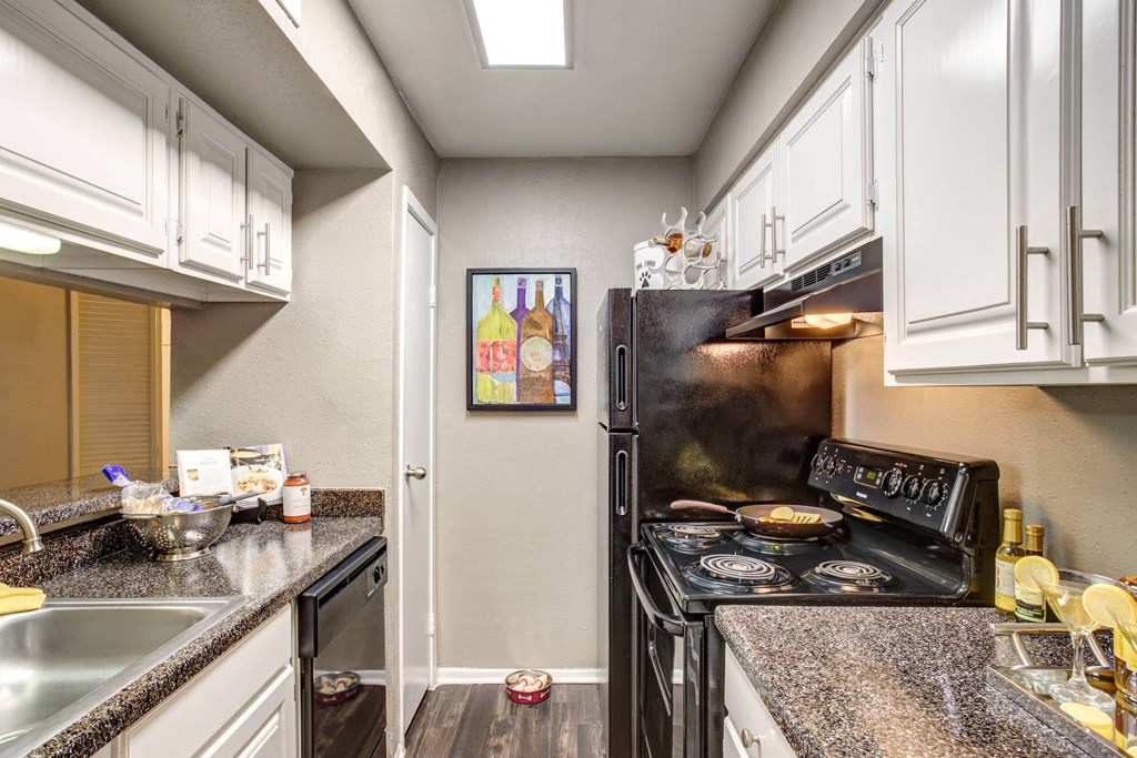 Fully Equipped Kitchen With Modern Appliances Fully Equipped Kitchen With Modern Appliances at 2400 Briarwest Apartments, Houston, TX, 77077