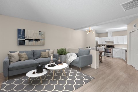 Living Room With Kitchen at San Xavier Casitas Apartments, Commerce Capital, Arizona, 85716