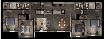 4 bed 4 bath floor plan at Sundance and Sausalito Apartments, College Station, TX, 77840