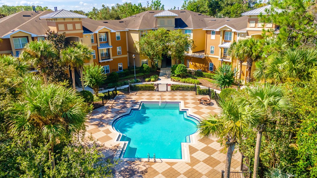 an aerial view of the pool at the grove resort and spa