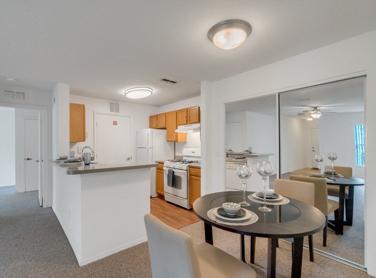 kitchen and dining area