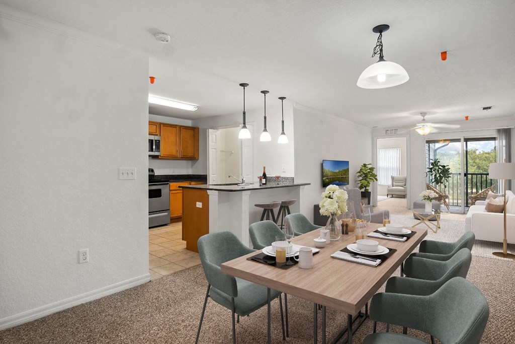 Dining Room, Kitchen and Living Room