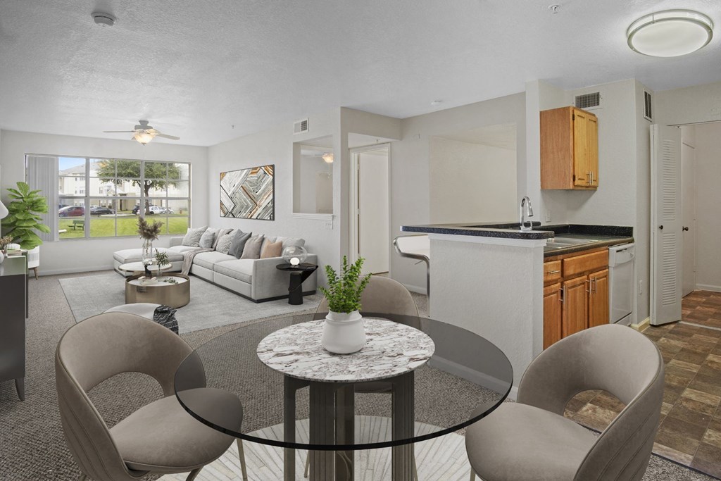 Dining Room, Kitchen and Living Room