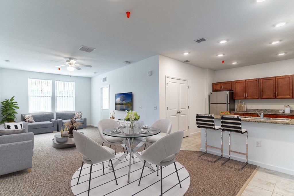 Kitchen, Dining. and Living Room