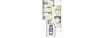 Two Bedroom One Bath Townhome