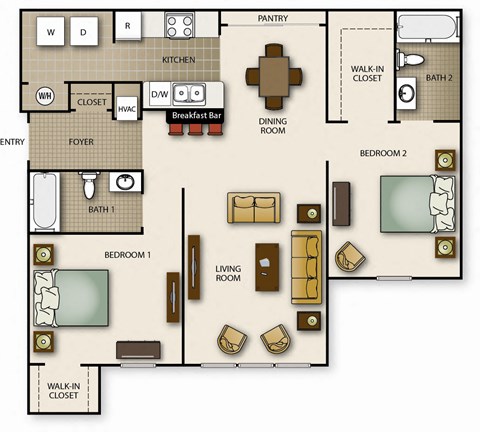 a floor plan of a house with bedrooms and a living room