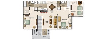 a floor plan of a house with bedrooms and a living room