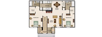 a floor plan of a house with bedrooms and a living room