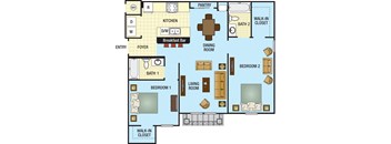 Two Bedroom Two Bath Floor Plan