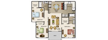 a floor plan of a house with bedrooms and a living room