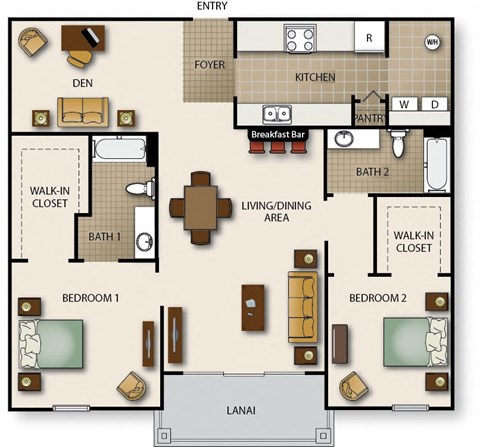 a floor plan of a house with bedrooms and a living room