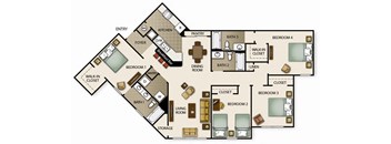 a floor plan of a house divided into floors with bedrooms and baths