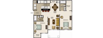 a floor plan of a house with bedrooms and a living room