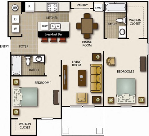 a floor plan of a house with bedrooms and a living room