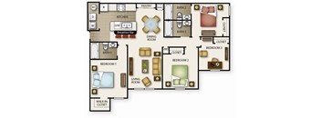 a floor plan of a house with bedrooms and a living room