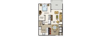 a floor plan of a small house with a bathroom and a living area