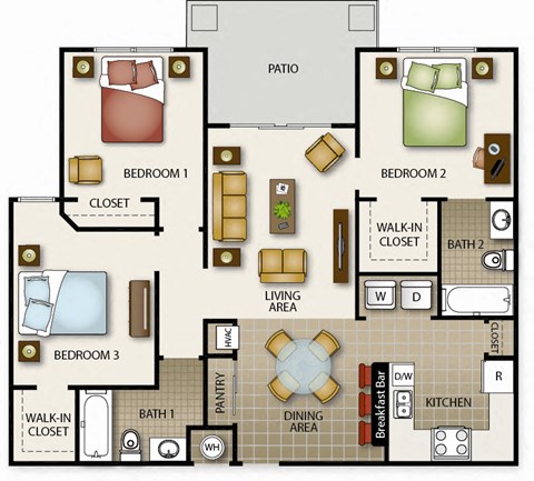 floor plan of a house with bedrooms and a living room