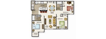 a floor plan of a house with bedrooms and a living room