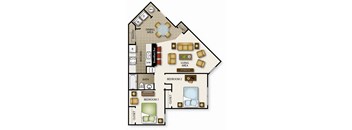 a floor plan of a house with bedrooms and a living room