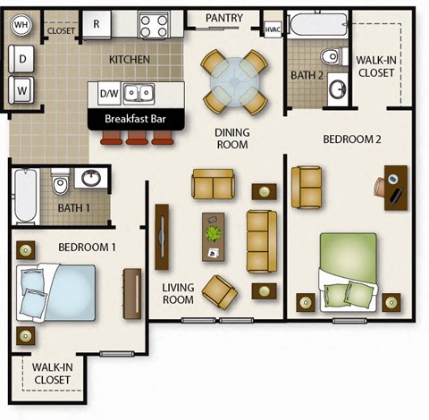 a floor plan of a house with bedrooms and a living room