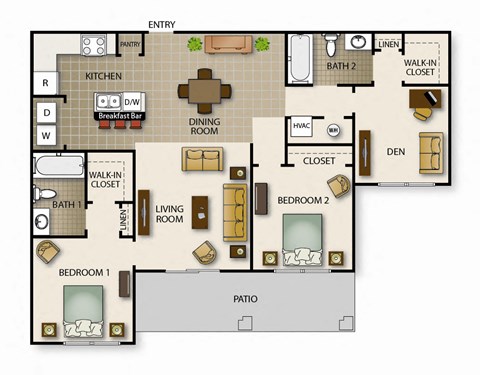 floor plan of the living room and dining room of a house