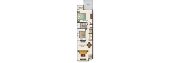 a floor plan of a small house with a kitchen and a living room