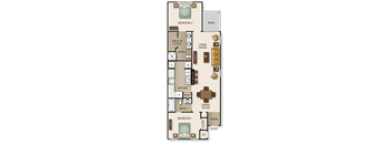 a floor plan of a small apartment with a kitchen and a living room